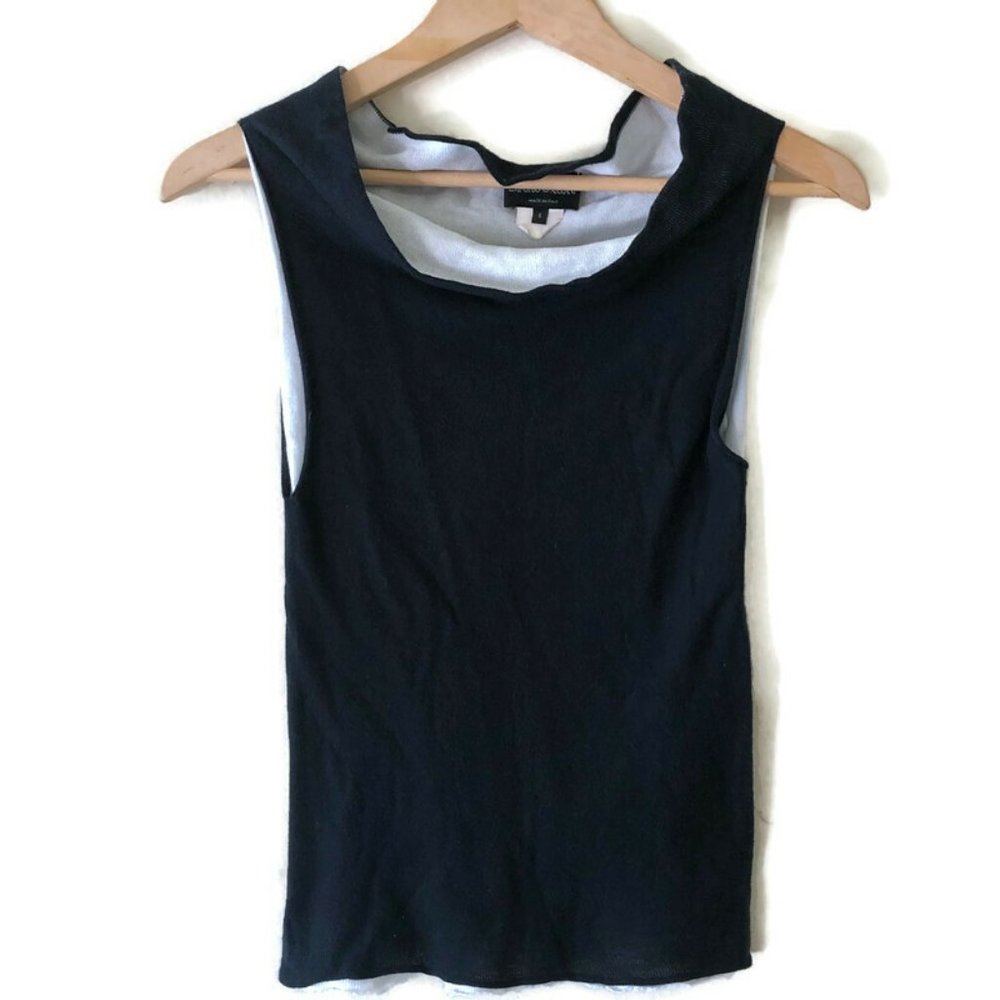 Emporio Armani Black / White Cap sleeve cotton top - Picture 1 of 13